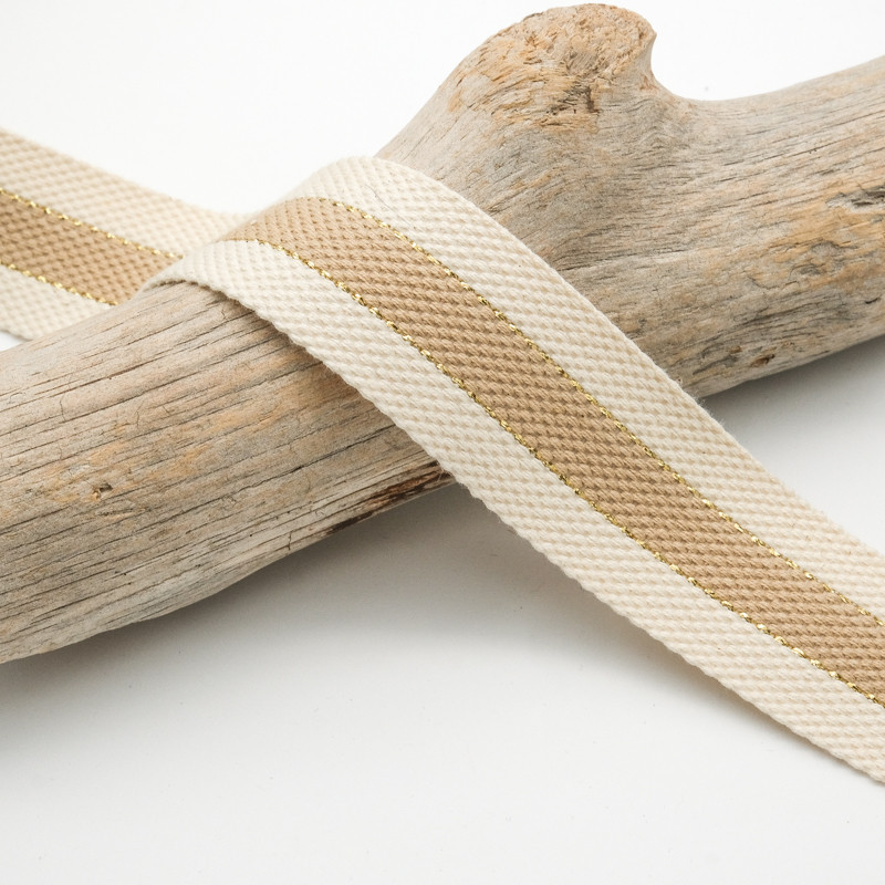 Sangle Coton Lurex Bicolore Beige - Maison Klem